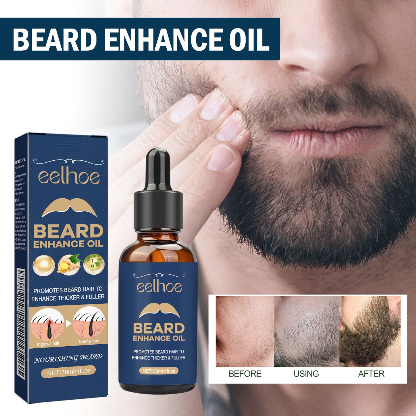 Facial Hair Care Oil Strengthens Root And Moisturizes And Brightens Men's Facial Hair