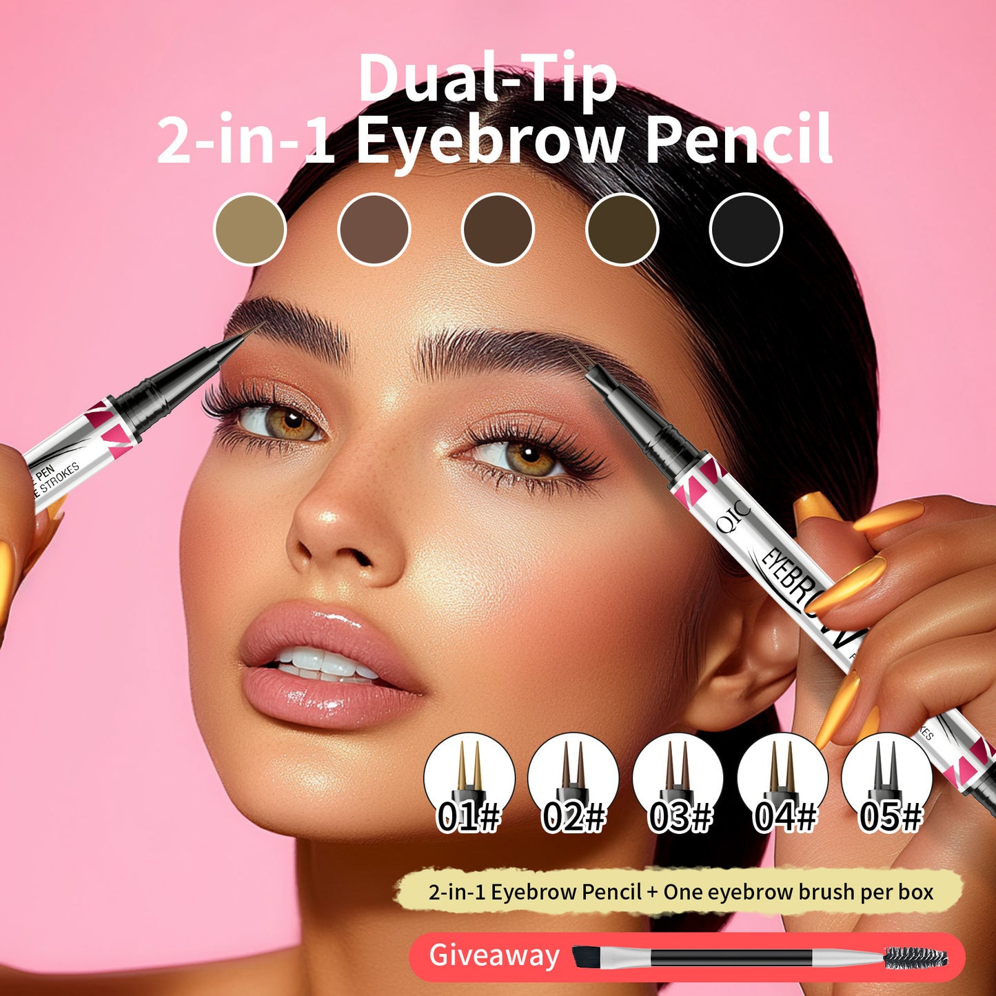 Distinct Look Sweat-proof Long Lasting Fadeless Two-fork Eyebrow Pencil