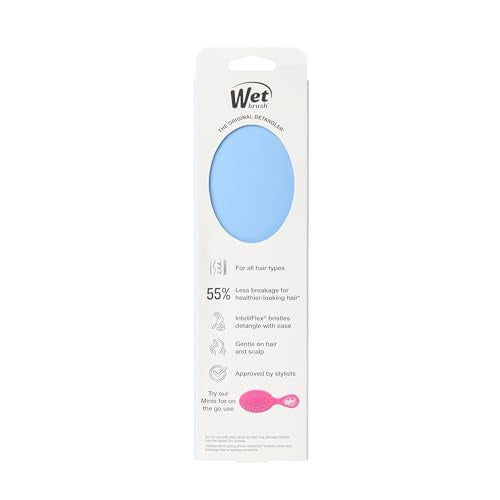 Wet Brush Detangling Brush, Original Detangler Brush (Sky) - Wet & Dry Tangle-Free Hair Brush for Women & Men - No Tangle Soft & Flexible Bristles for Straight, Curly, & Thick Hair