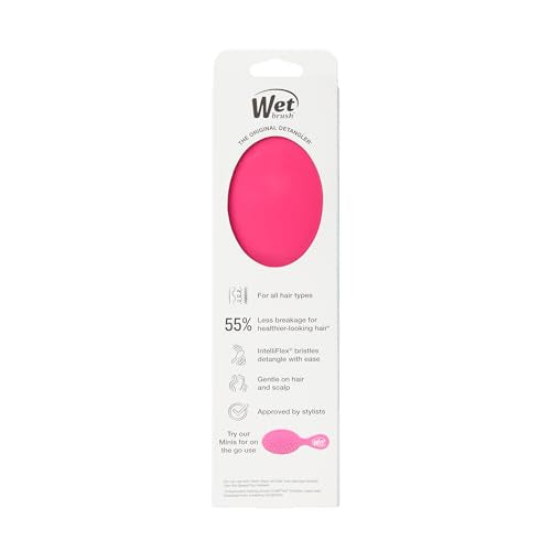Wet Brush Detangling Brush, Original Detangler Brush (Pink) - Wet & Dry Tangle-Free Hair Brush for Women & Men - No Tangle Soft & Flexible Bristles for Straight, Curly, & Thick Hair