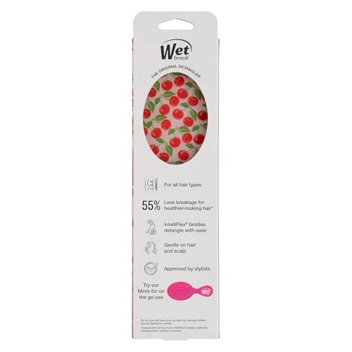 Wet Brush Original Detangler, Cherry (Tutti Fruitti), Ultra-Soft IntelliFlex Bristles Bristles Glide Through Tangles, Detangling Hair Brush, All Hair Types (Wet & Dry), Women & Men, Limited Edition