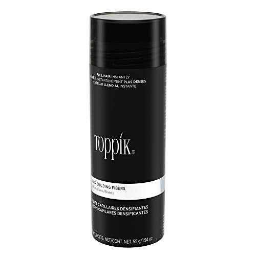 Toppik Hair Building Fibers, White, 55g Fill In Fine or Thinning Hair, Instantly Thicker, Fuller Looking, 9 Shades for Men & Women, Keratin Protein Formula
