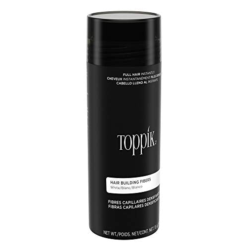 Toppik Hair Building Fibers, White, 55g Fill In Fine or Thinning Hair, Instantly Thicker, Fuller Looking, 9 Shades for Men & Women, Keratin Protein Formula