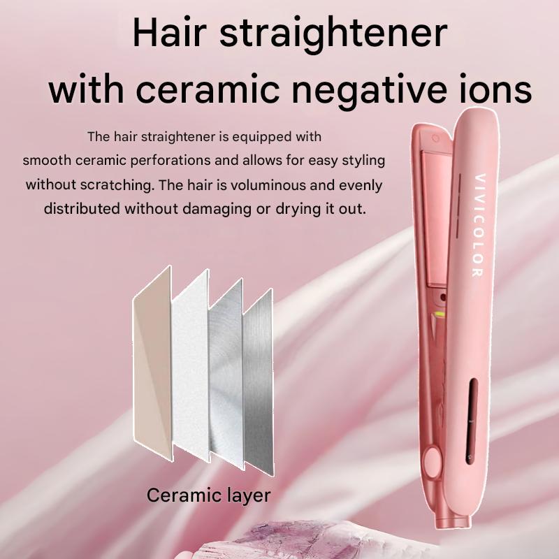Gentlemen's Bangs Two-in-one Straight Hair Curler With Ion Hair Care, Compact And Portable, Suitable For Dormitory Use