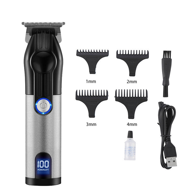 LCD Digital Display USB Charging Retro Oil Head Carving Hair Clipper