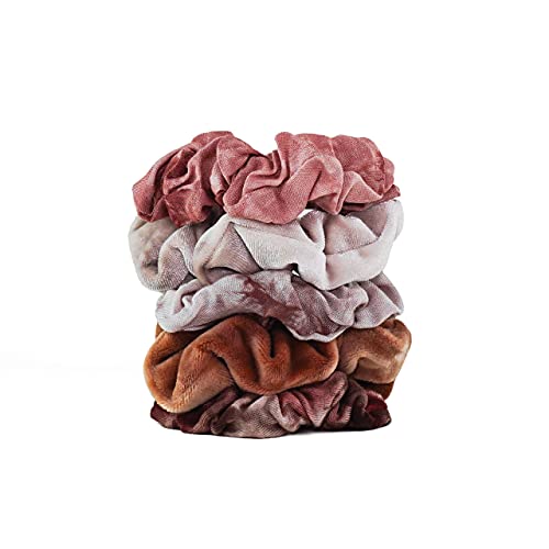 Kitsch Matte Hair Scrunchies - 5pc (Rust) | Large Hair Ties for Women | Hair Tie Scrunchies for Girls | Cute Scrunchie | Hair Bands & Ponytail Holders, 5 Count