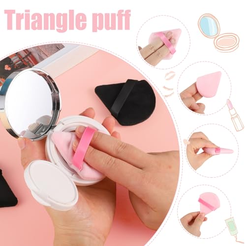 Pimoys 6 Pieces Powder Puff Face Soft Triangle Makeup Puffs for Loose/ Mineral Powder Body Powder Velour Cosmetic Foundation Sponges Beauty Tools(Pink)