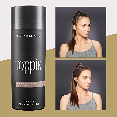 Toppik Hair Building Fibers, Light Brown, 55g Fill In Fine or Thinning Hair, Instantly Thicker, Fuller Looking, 9 Shades for Men & Women, Keratin Protein Formula