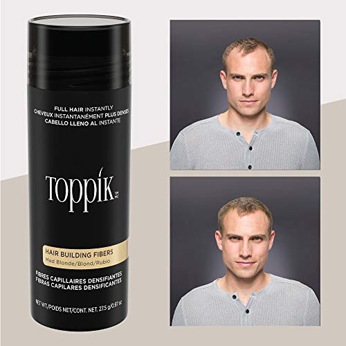 Toppik Hair Building Fibers, Medium Blonde, 27.5g Fill In Fine or Thinning Hair, Instantly Thicker, Fuller Looking, 9 Shades for Men & Women, Keratin Protein Formula