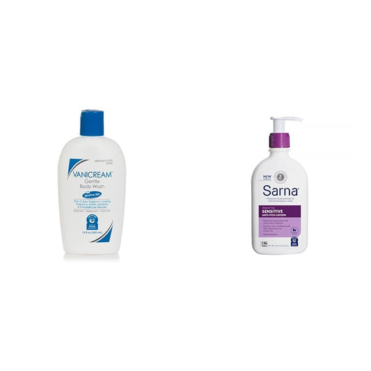 Vanicream Gentle Body Wash -12 fl oz & Sarna Sensitive Anti-Itch Lotion for Dry Skin - 7.5 Fl Oz Bundle