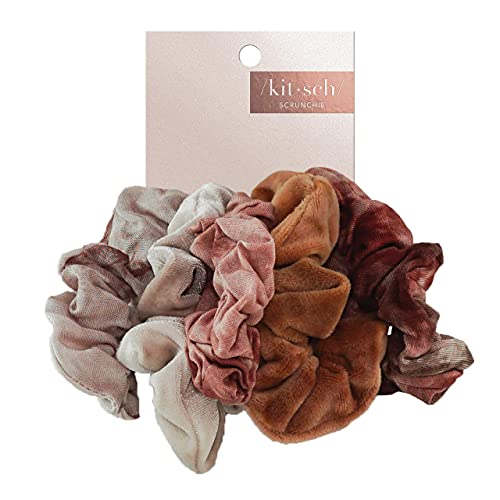 Kitsch Matte Hair Scrunchies - 5pc (Rust) | Large Hair Ties for Women | Hair Tie Scrunchies for Girls | Cute Scrunchie | Hair Bands & Ponytail Holders, 5 Count