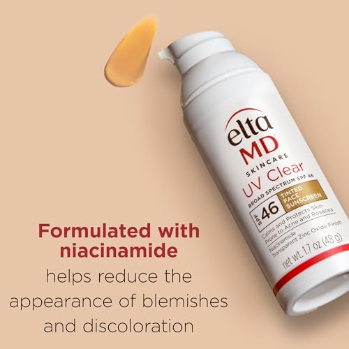 EltaMD UV Clear Tinted Face Sunscreen, SPF 46 Oil- Free Tinted Moisturizer with Zinc Oxide, Dermatologist Recommended Sunscreen, 0.5 oz Pump