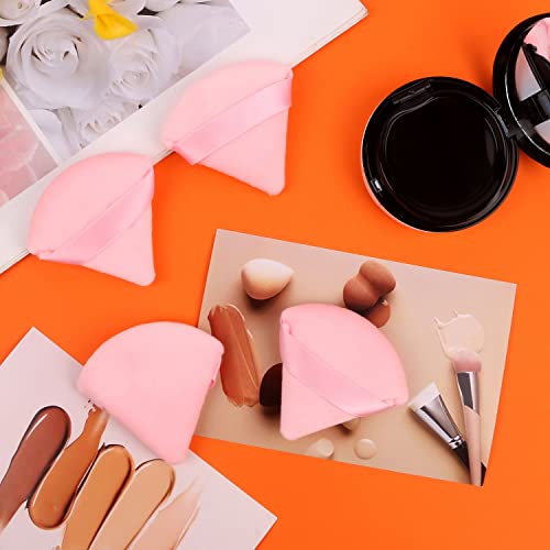 Pimoys 6 Pieces Powder Puff Face Soft Triangle Makeup Puffs for Loose/ Mineral Powder Body Powder Velour Cosmetic Foundation Sponges Beauty Tools(Pink)