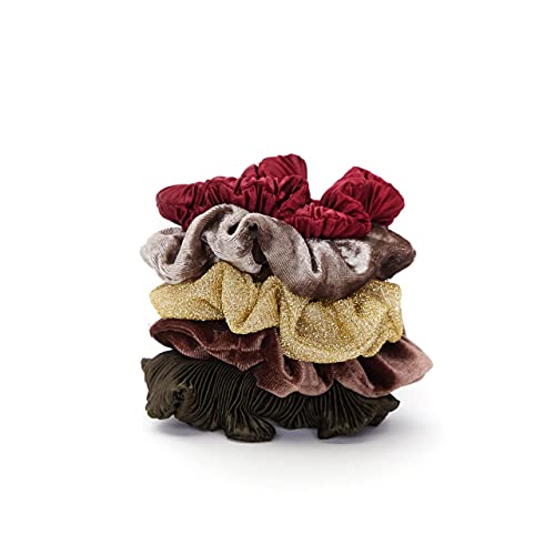 Kitsch Velvet Scrunchies - Large Hair Ties, Ponytail Holders & Hair Bands for Women and Girls, 5pc (Holiday)