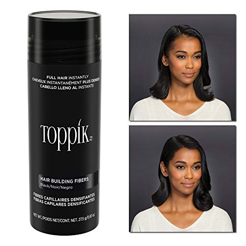 oppik Hair Building Fibers, Black, 3g Fill In Fine or Thinning Hair, Instantly Thicker, Fuller Looking, 9 Shades for Men & Women, Keratin Protein Formula