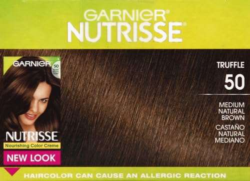 Garnier Nutrisse Nourishing Hair Color Creme, 50 Medium Natural Brown (Truffle) (Packaging May Vary)