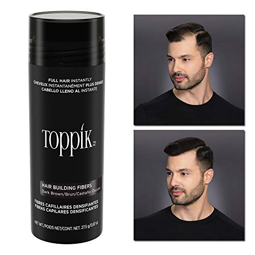Toppik Hair Building Fibers, Dark Brown, 3g Fill In Fine or Thinning Hair, Instantly Thicker, Fuller Looking, 9 Shades for Men & Women, Keratin Protein Formula