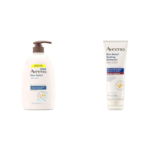 Bundle of Aveeno Skin Relief Fragrance & Paraben Free 33 fl oz Body Wash + Aveeno Skin Relief Healing Ointment Fragrance Free 7.2 oz