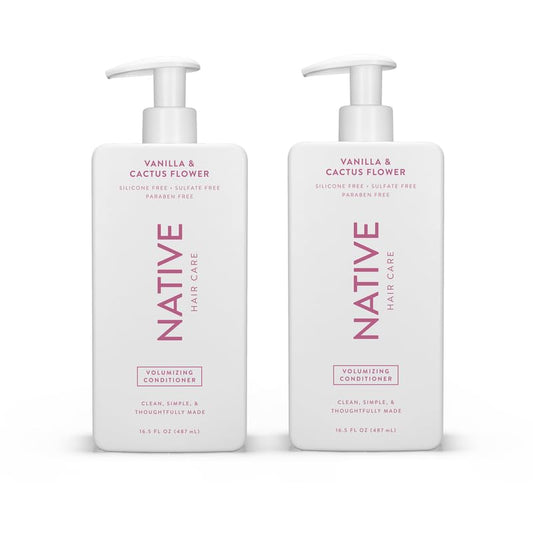 Native Vanilla & Cactus Flower Volumizing Conditioner contains Naturally Derived Ingredients| All Hair Types - Color & Treated, Fine to Dry Damaged |Sulfate & Dye Free, 16.5 fl oz each (2 Pack)