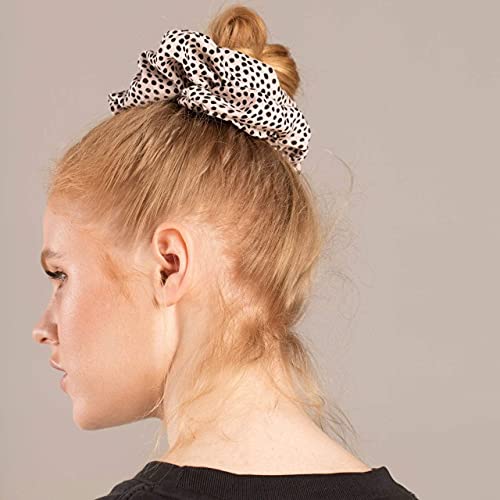 Kitsch Satin Rhinestone Brunch Scrunchie - Softer than Silk Scrunchies for Women | Jumbo Satin Hair Tie for Thick Thin Hair (Dot)