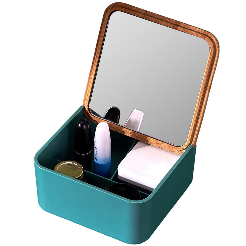 Ladies cosmetic storage box with mirror