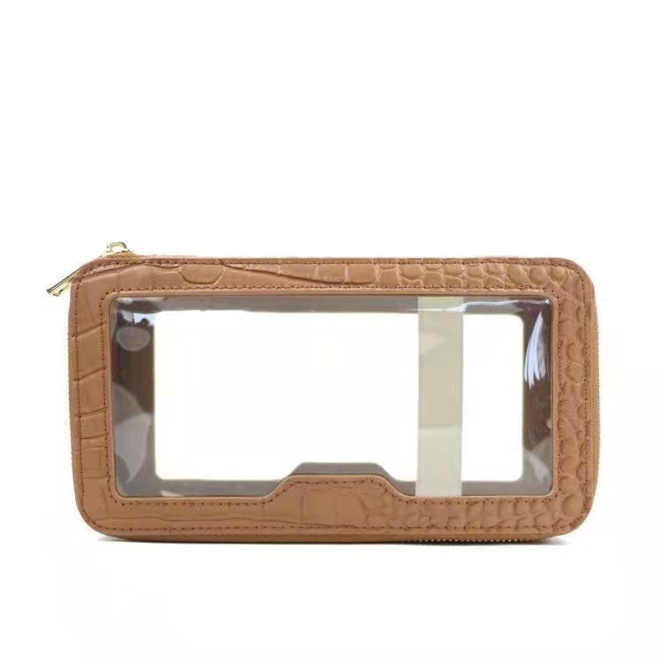 Convenient Leather Transparent TPU Cosmetic Bag