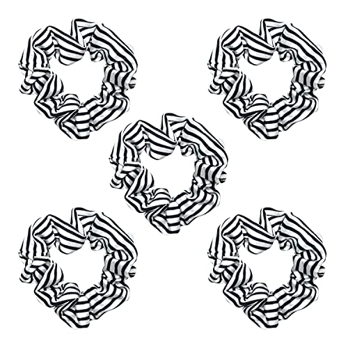 Kitsch Softer Than Silk Hair Scrunchies - Stylish Satin Hair Ties for Women and Girls | Cute Styling Scrunchie Pack of 5 for Hair (Stripe)