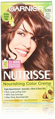 Garnier Nutrisse Nourishing Hair Color Creme, 535 Medium Gold Mahogany Brown, 3 Count (Packaging May Vary)