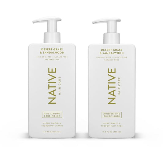 Native Desert Grass & Sandalwood Moisturizing Conditioner contains Naturally Derived Ingredients | All Hair Types - Color & Treated, Fine to Dry Damaged |Sulfate & Dye Free, 16.5 fl oz each (2 Pack)