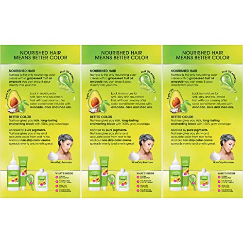 Garnier Nutrisse Nourishing Color Creme, 20 Soft Black (Black Tea), 3-Pack (Packaging May Vary)