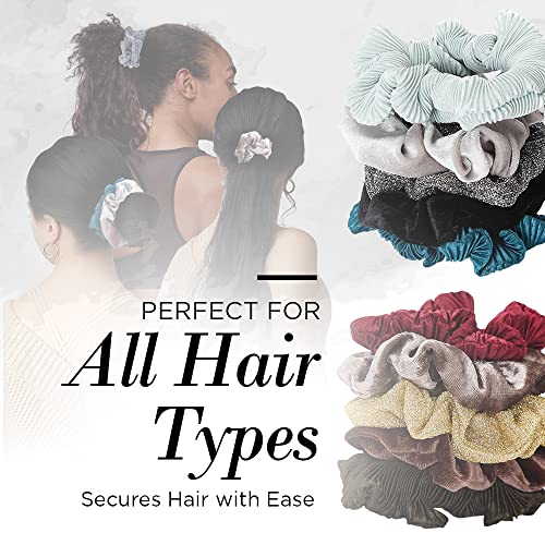 Kitsch Velvet Scrunchies - Large Hair Ties, Ponytail Holders & Hair Bands for Women and Girls, 5pc (Holiday)