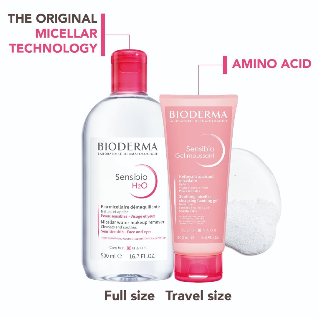 Bioderma Sensibio H2O 500ml + Sensibio Foaming gel 100ml - Soothing Cleansing Bundle