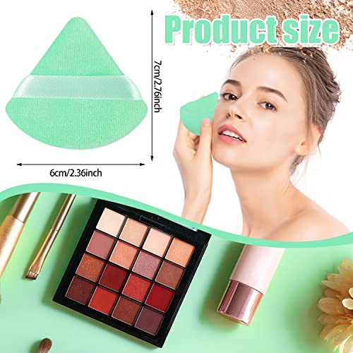 6 Pieces Powder Puff, Triangle Makeup Puff Soft Velour Powder Puffs for Loose Powder Body Powder Cosmetic Makeup Blender Foundation Sponges Beauty Makeup Tools, Blue and Green