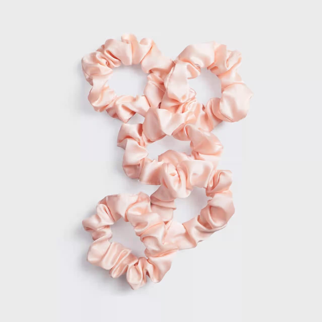 Kitsch Satin Scrunchies, Softer than Silk, Hair Scrunchies for Frizz Prevention, Satin Hair Ties for Breakage Prevention and Gentle Style Preservation, Sleep and Night Scrunchie, 5 Pack, Blush