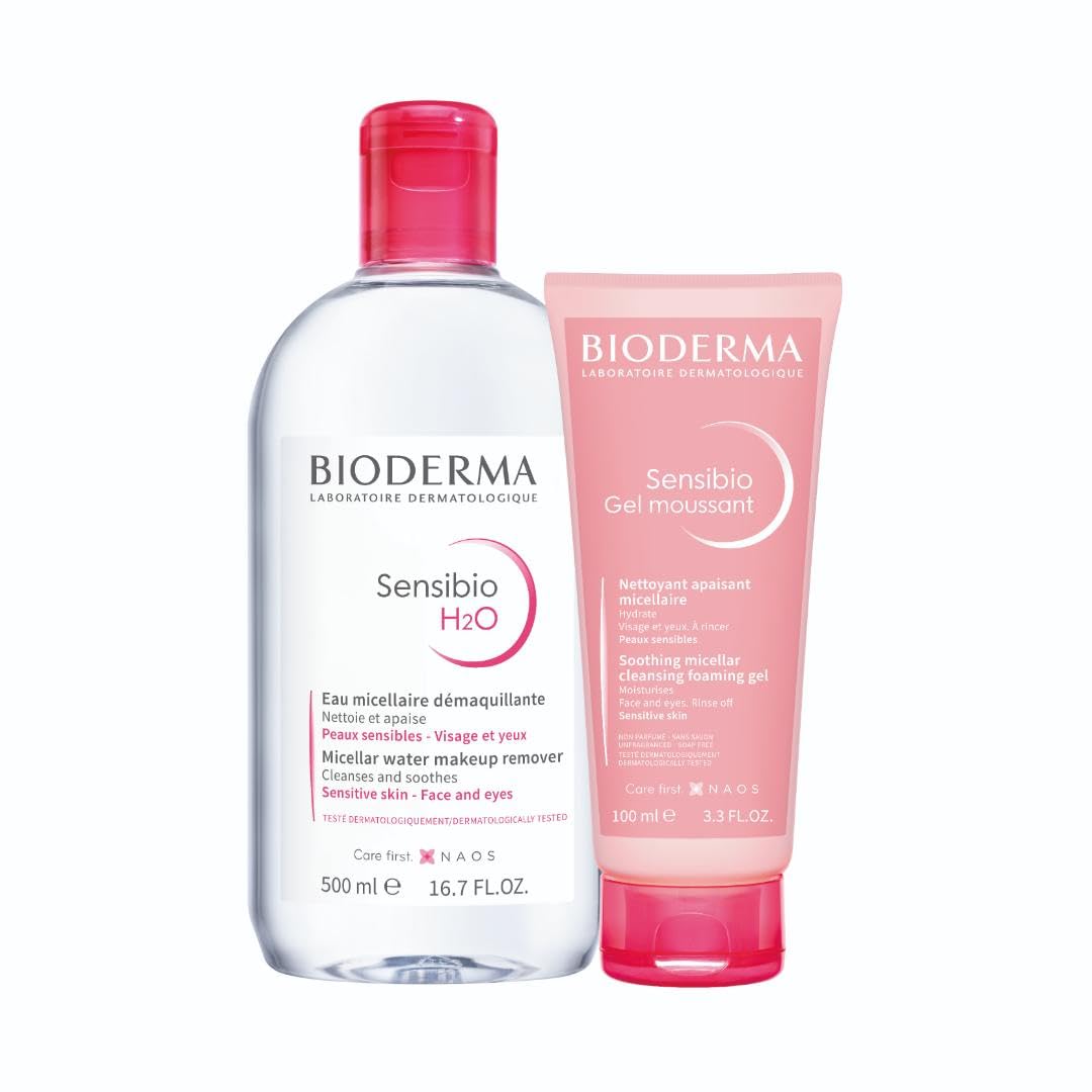 Bioderma Sensibio H2O 500ml + Sensibio Foaming gel 100ml - Soothing Cleansing Bundle