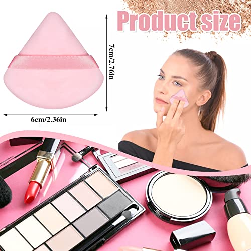 Pimoys 6 Pieces Powder Puff Face Soft Triangle Makeup Puffs for Loose/ Mineral Powder Body Powder Velour Cosmetic Foundation Sponges Beauty Tools(Pink)
