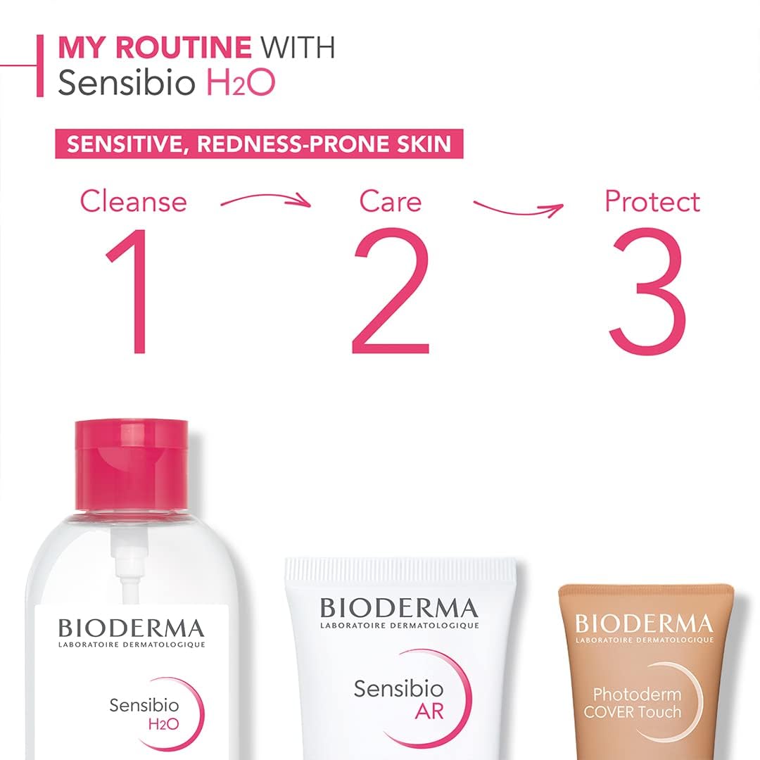 Bioderma Sensibio H2O Micellar Water Pump, Makeup Remover Cleanser, Gentle for Skin, Fragrance-Free & Alcohol-Free, Gentle Face Cleanser for Sensitive Skin, 28.7 Fl Oz