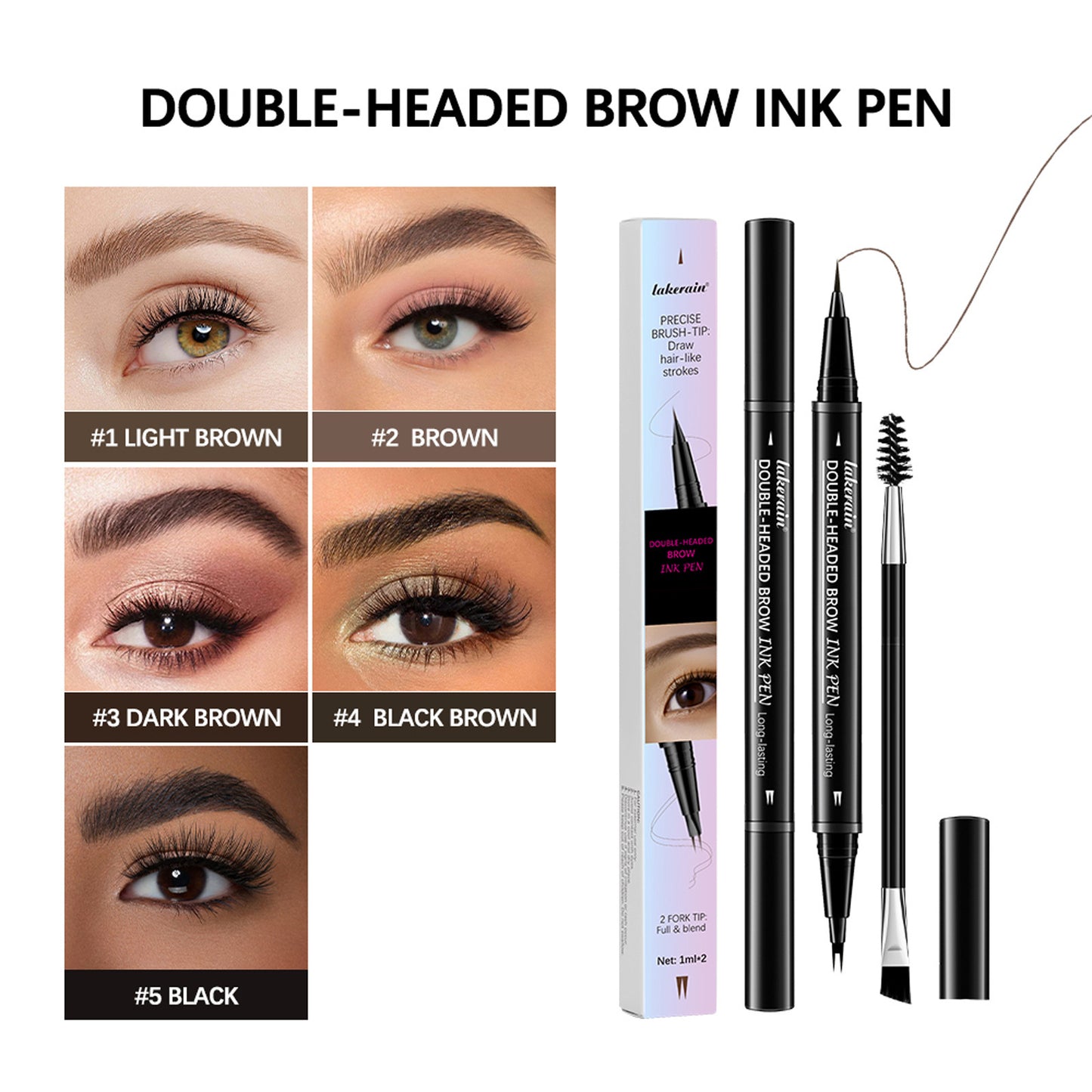 Double-headed Two-fork Eyebrow Pencil Waterproof