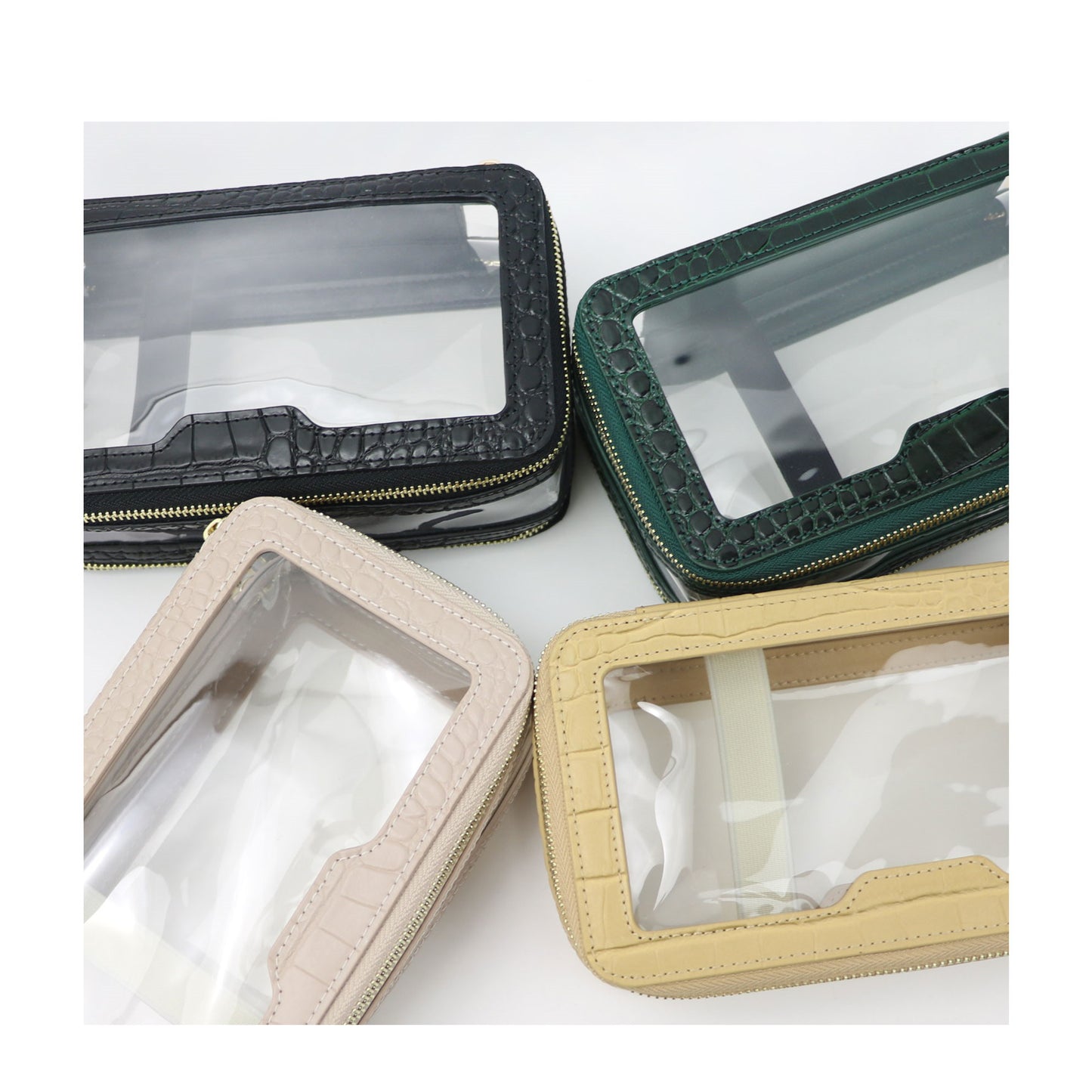 Convenient Leather Transparent TPU Cosmetic Bag