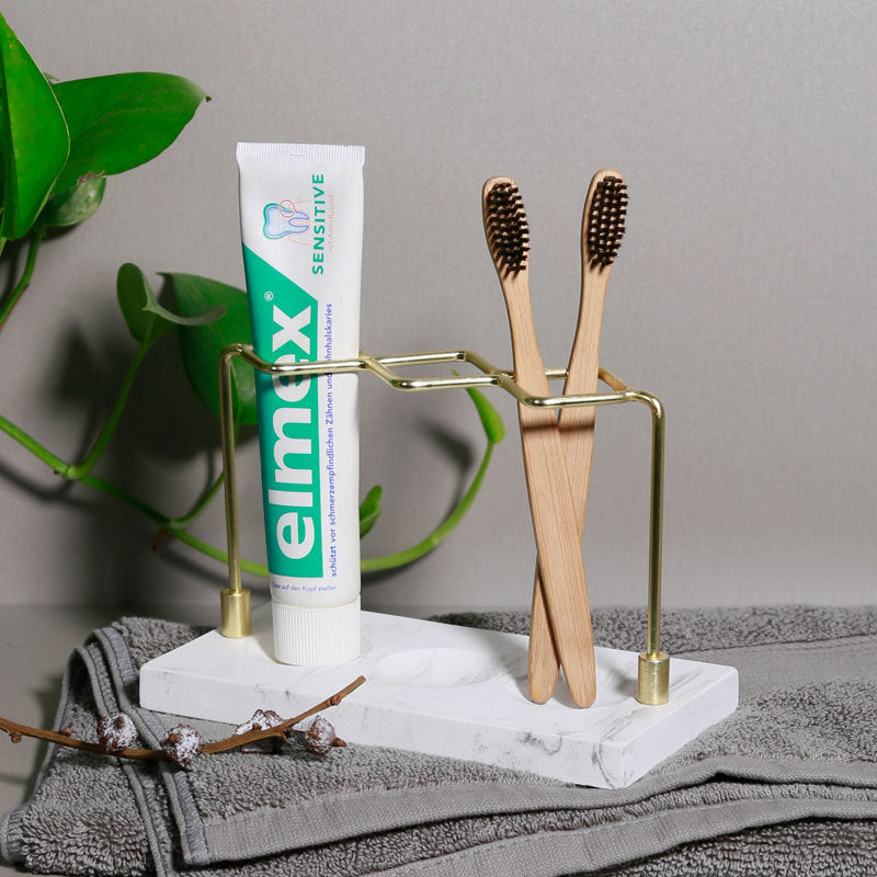 Marbled Makeup Brush And Eyebrow Pencil Storage Rack