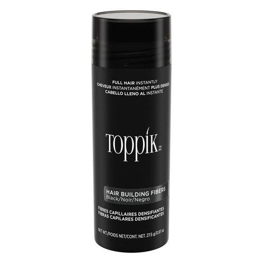 Toppik Hair Building Fibers, Black, 27.5g Fill In Fine or Thinning Hair, Instantly Thicker, Fuller Looking, 9 Shades for Men & Women, Keratin Protein Formula