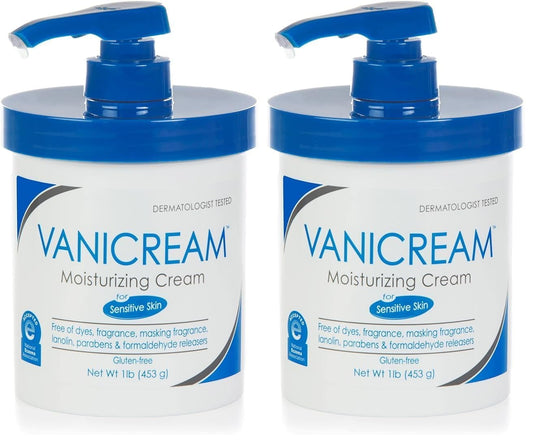 Vanicream Moisturizing Skin Cream with Pump Dispenser - 16 fl oz (1 lb) - Moisturizer Formulated Without Common Irritants for Those with Sensitive Skin (Pack of 2)