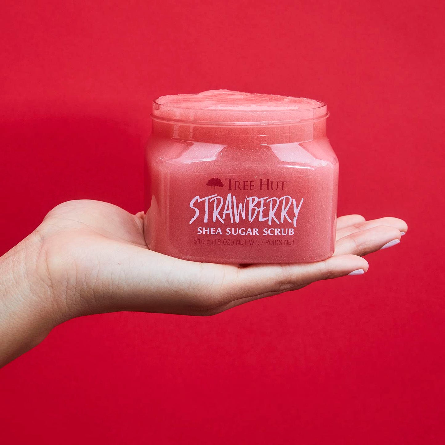Tree Hut Strawberry Shea Sugar Scrub, Exfoliating, Hydrating & Moisturizing Body Scrub with Shea Butter & Nourishing Essential Oils, Smooth & Soften Skin, 18 oz