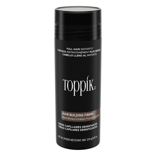 Toppik Hair Building Fibers, Medium Brown, 27.5g Fill In Fine or Thinning Hair, Instantly Thicker, Fuller Looking, 9 Shades for Men & Women, Keratin Protein Formula