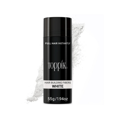 Toppik Hair Building Fibers, White, 55g Fill In Fine or Thinning Hair, Instantly Thicker, Fuller Looking, 9 Shades for Men & Women, Keratin Protein Formula