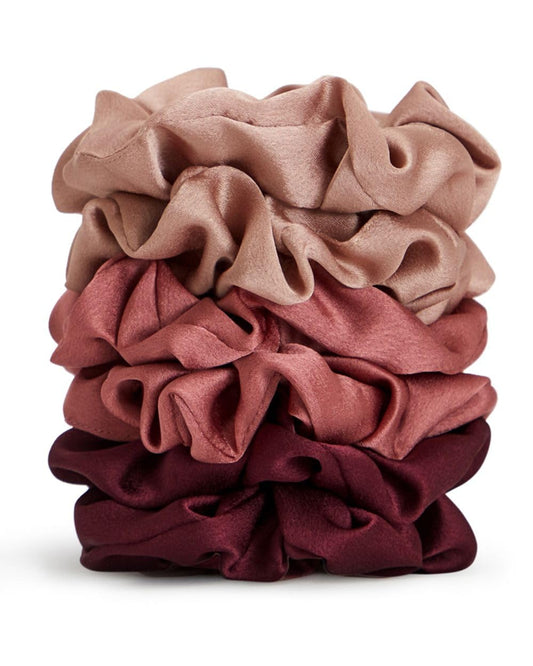 Kitsch Satin Hair Scrunchies for Women - Softer Than Silk Scrunchies for Hair, Satin Scrunchies for Girls & Satin Hair Ties for Women, Holiday Gift, Cute Satin Hair Scrunchie for Styling, 6pc Mulberry