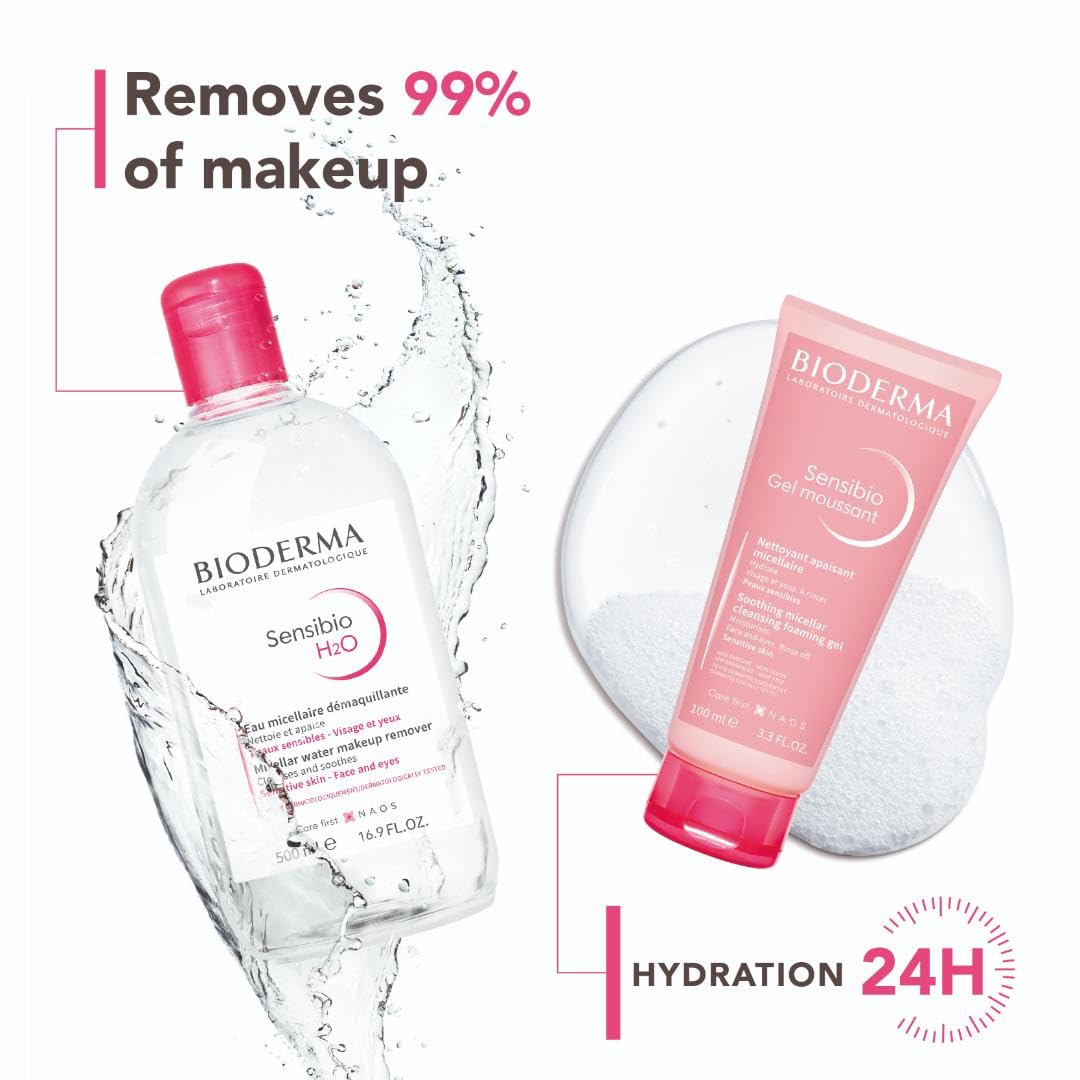 Bioderma Sensibio H2O 500ml + Sensibio Foaming gel 100ml - Soothing Cleansing Bundle