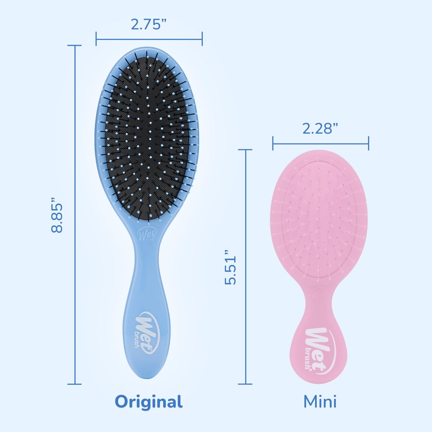 Wet Brush Detangling Brush, Original Detangler Brush (Sky) - Wet & Dry Tangle-Free Hair Brush for Women & Men - No Tangle Soft & Flexible Bristles for Straight, Curly, & Thick Hair
