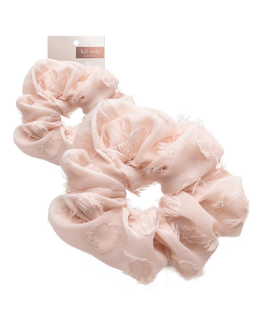 Kitsch Satin Brunch Scrunchie, Softer than Silk Scrunchies for Women, Jumbo Satin Hair Tie for Thick Thin Hair, Frayed Blush