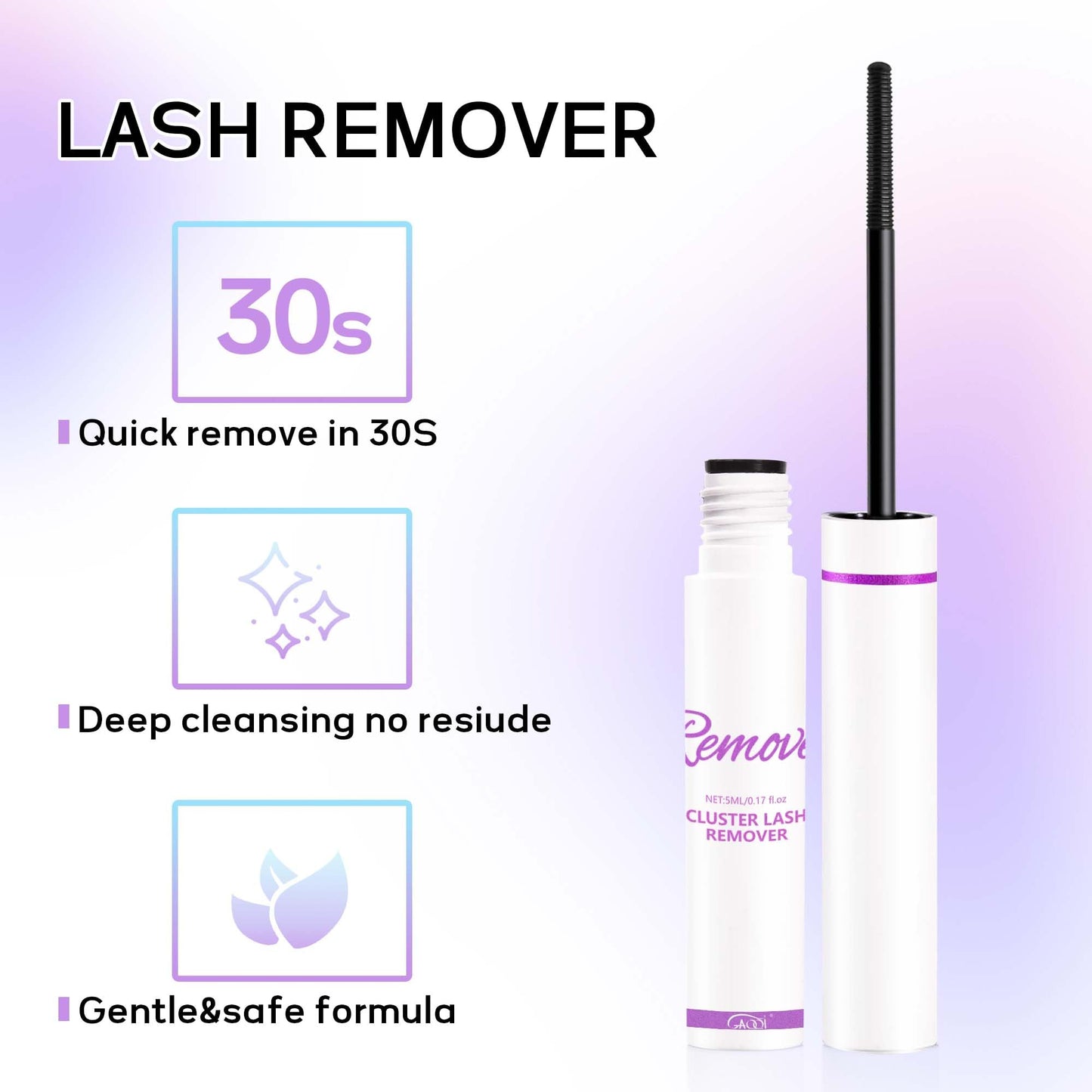 GAQQI Lash Cluster Glue + Remover Set, Lash Bond and Seal Waterproof, Long Lasting Eyelash Glue Strong Hold, Gentle Eyelash Remover for DIY Use (2Pcs Set)